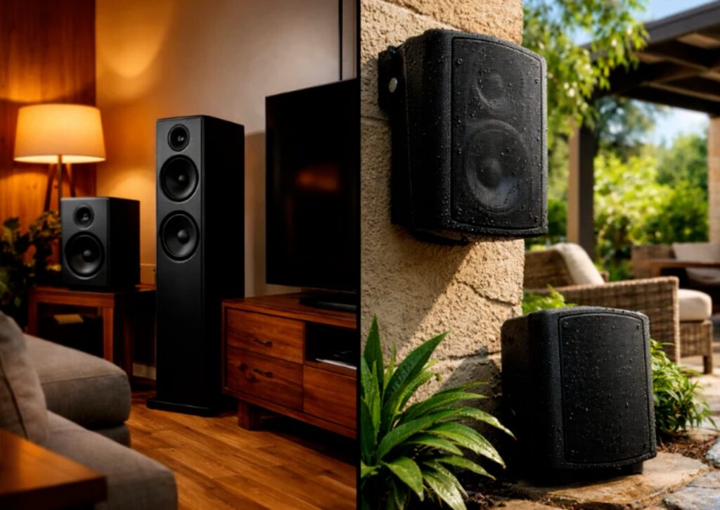 không dùng loa trong nhà cho ngoài trời