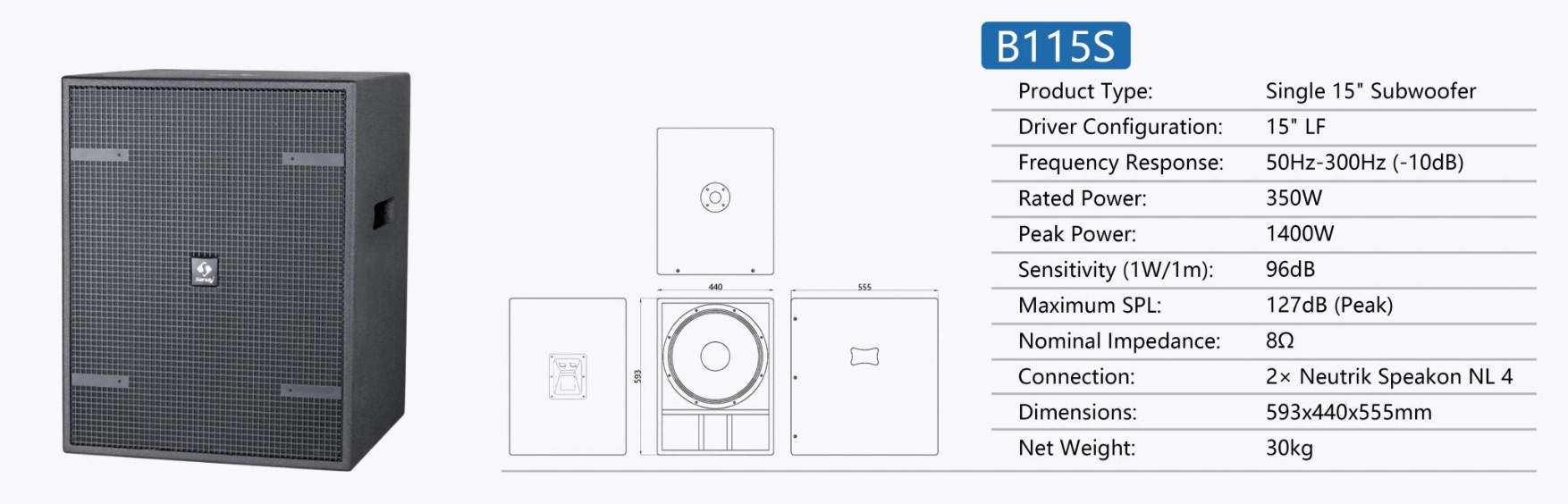 cấu tạo Sandy Audio B115S